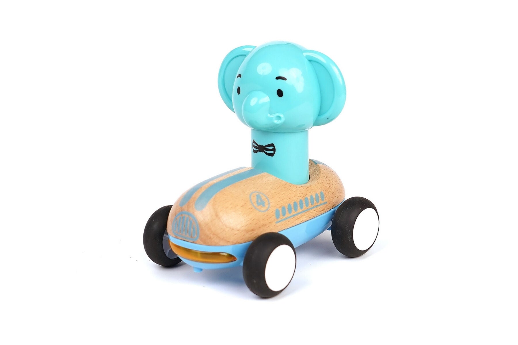 Wooden Press Go Racer With Sound And Light - Elephant