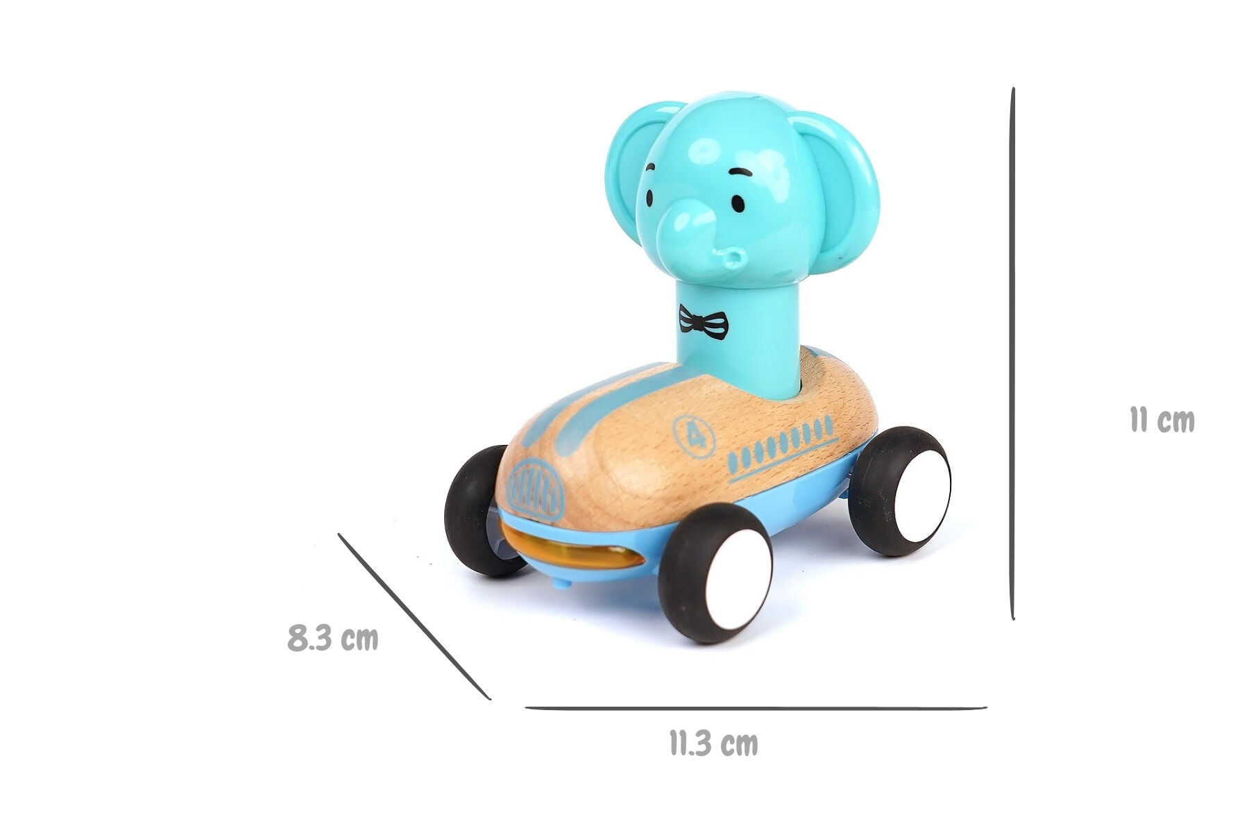 Wooden Press Go Racer With Sound And Light - Elephant