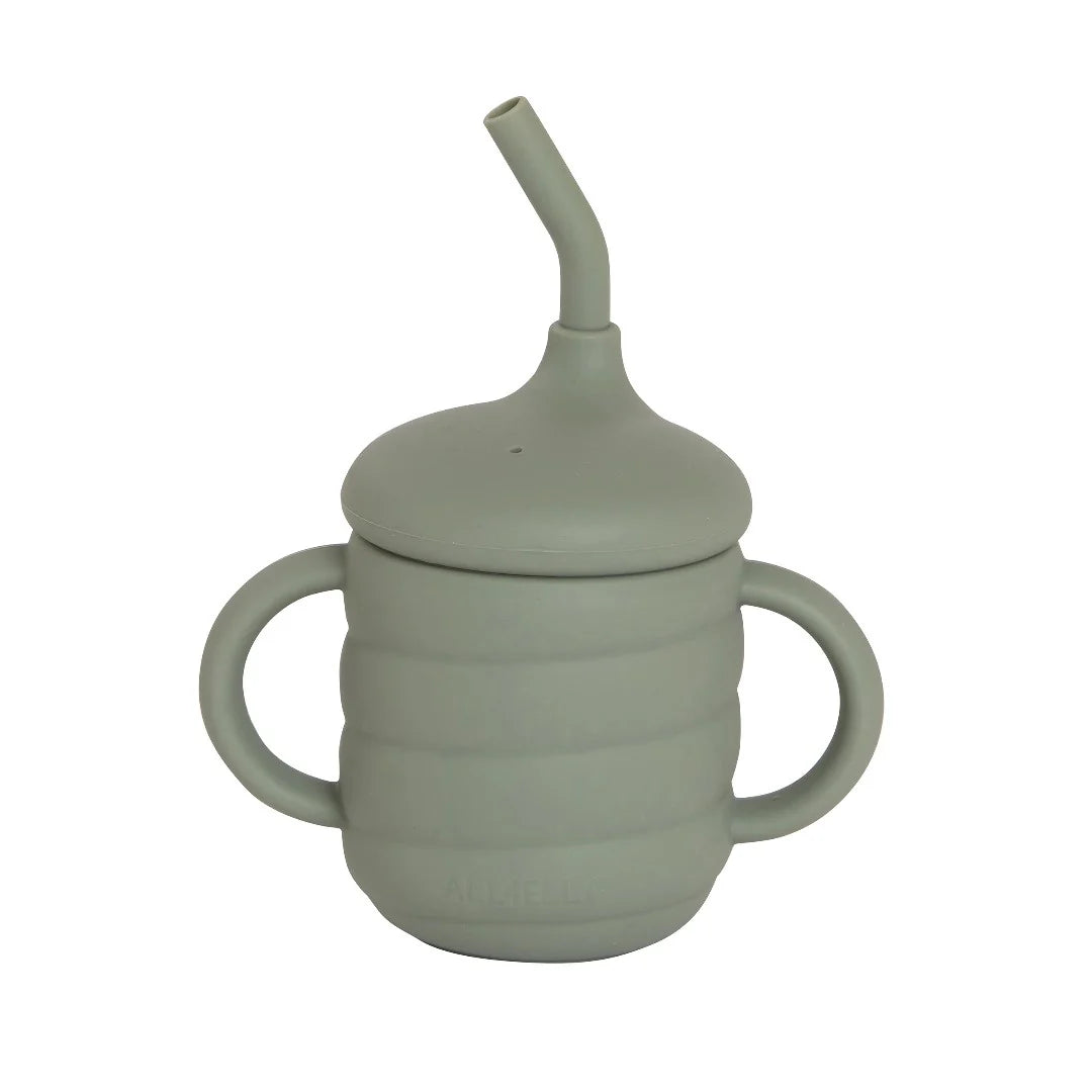 Silicone Sippy Cup with Straw - Olive