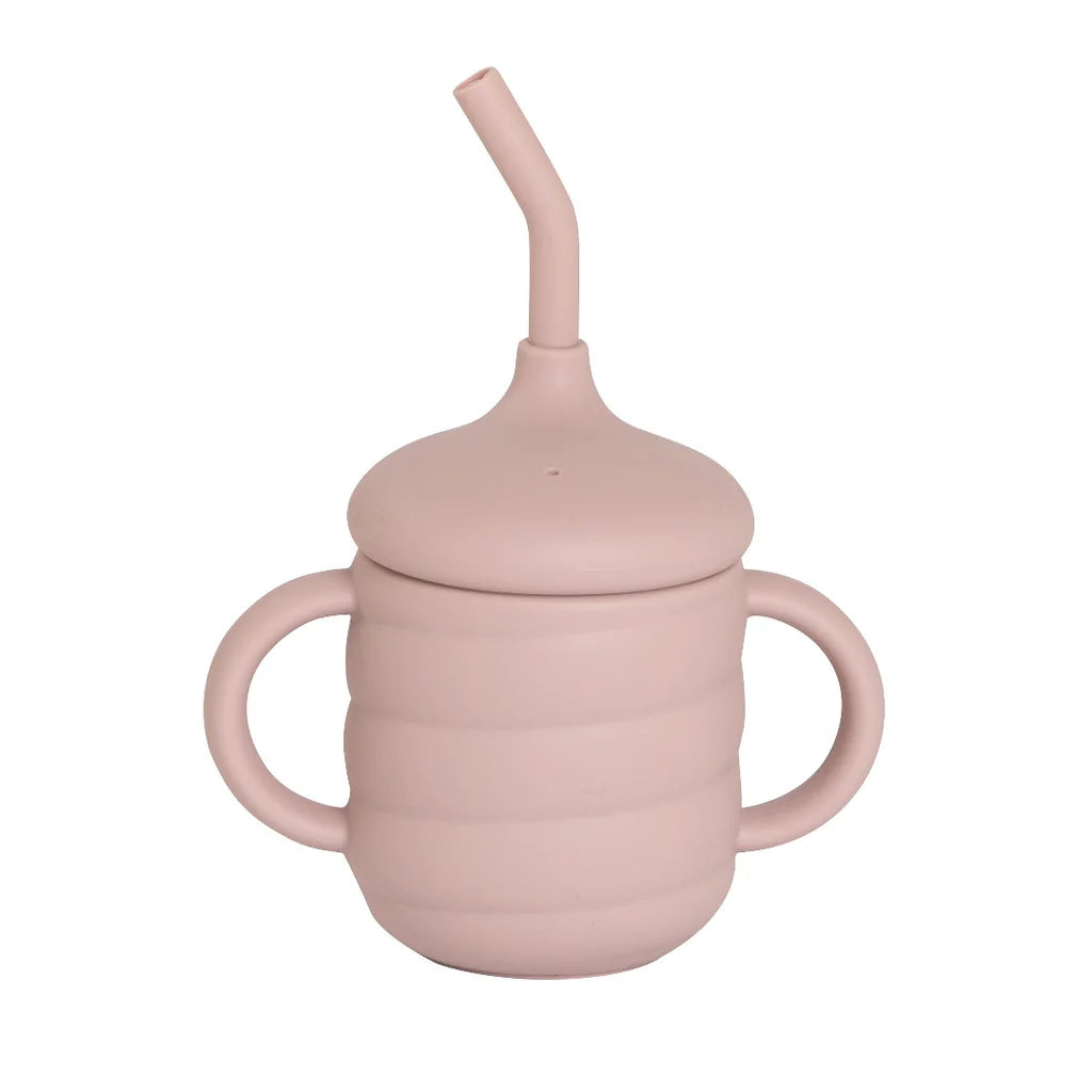 Silicone Sippy Cup with Straw - Dusty Pink