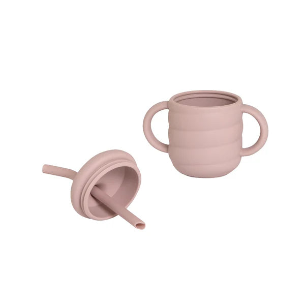 Silicone Sippy Cup with Straw - Dusty Pink