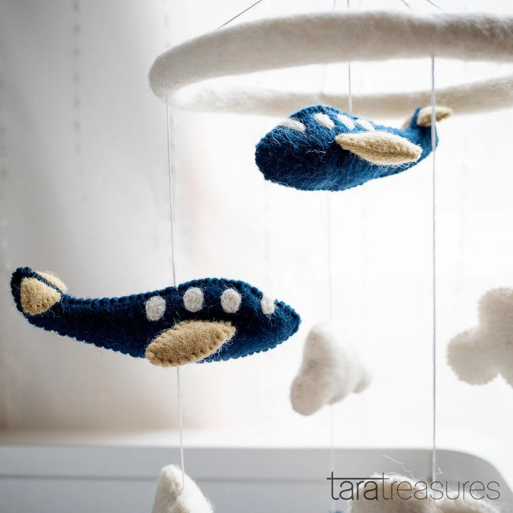 Nursery Mobile - Navy Blue Airplanes