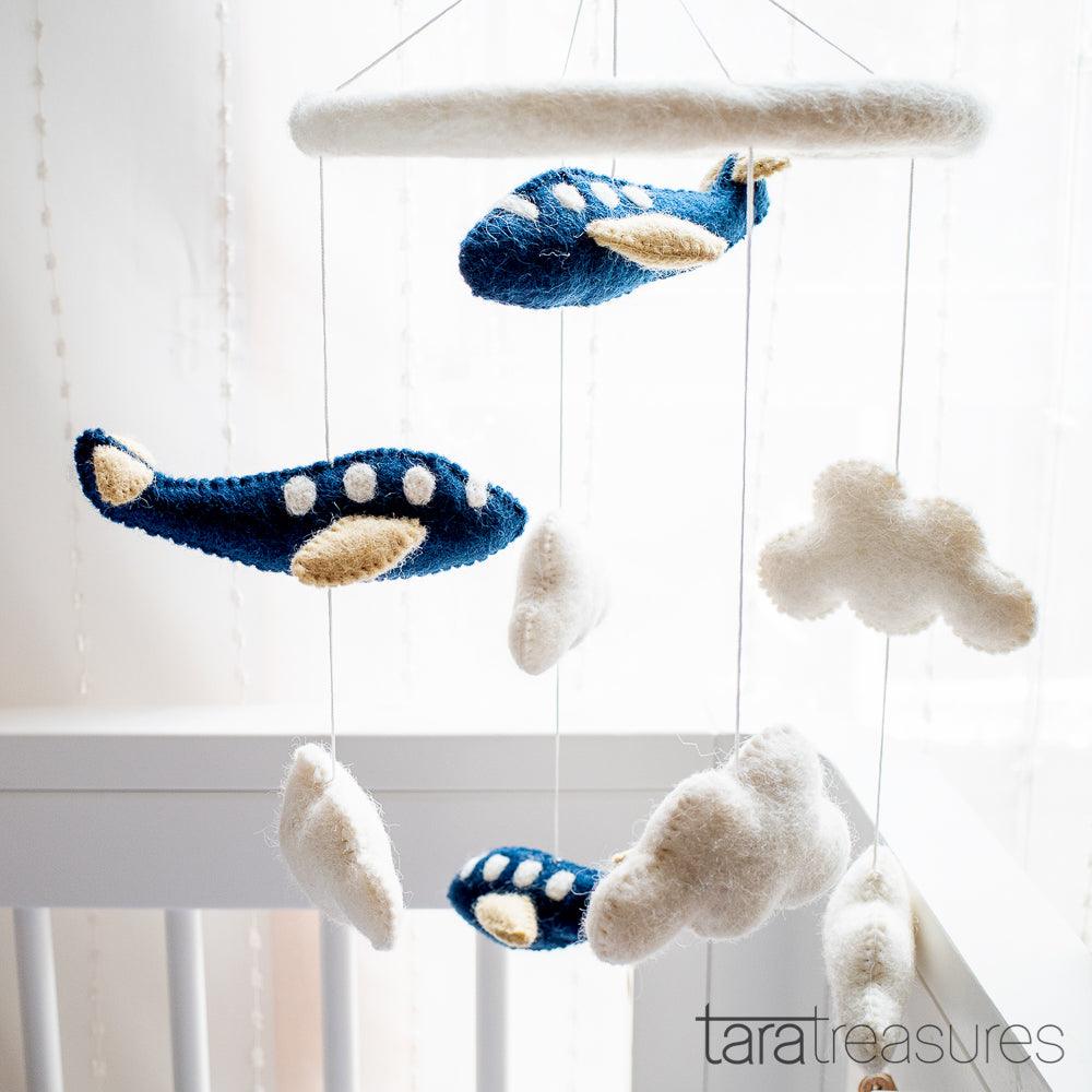 Nursery Mobile - Navy Blue Airplanes