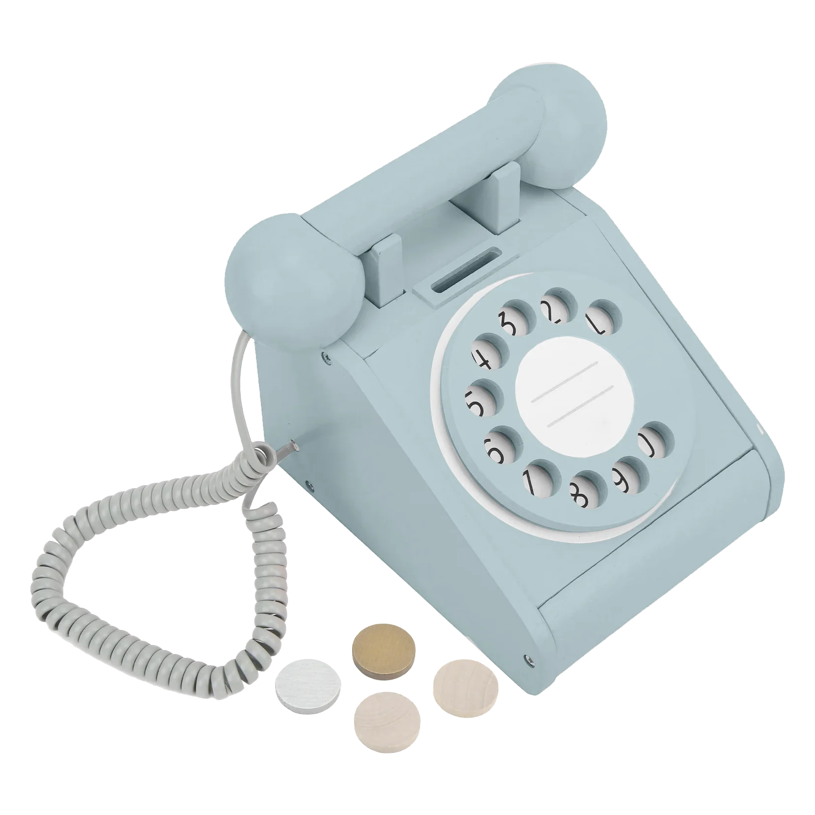 Retro Wooden Coin Telephone - Aqua Green
