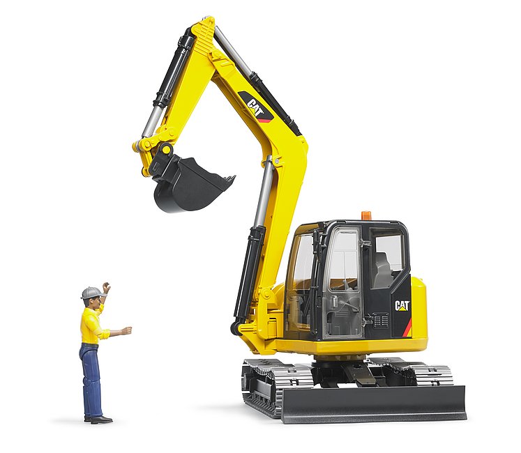 Bruder - BR1:16 CATERPILLAR Mini Excavator with Worker (02466) - Toot Toot Toys