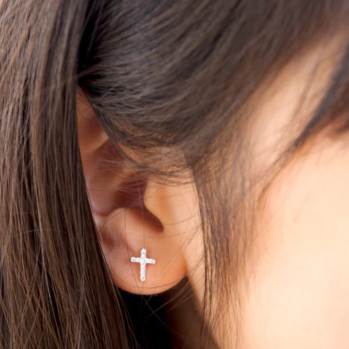 Petite Fleur - Diamante Cross Earrings