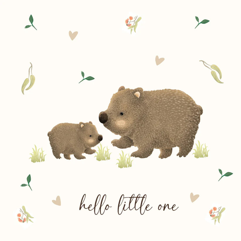 New Baby Card - Hello Little One, Wombat