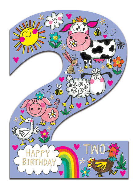 2nd Birthday Card - Farm Animals