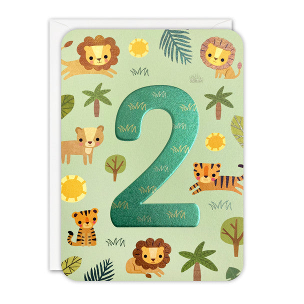 2nd Birthday Card - Lions and Tigers