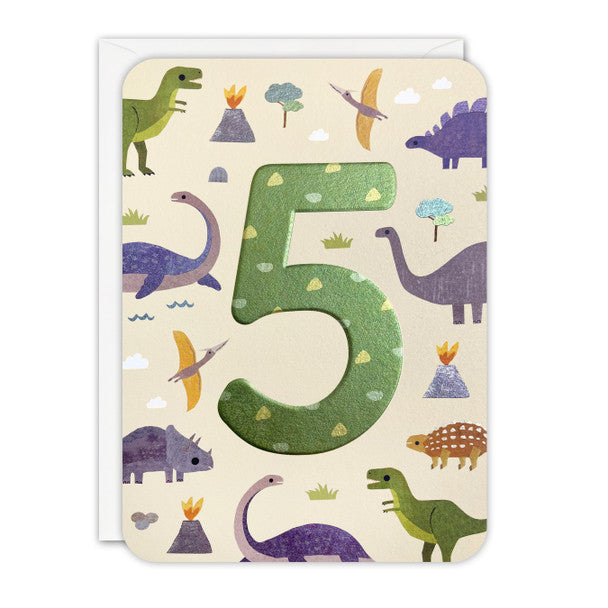 5th Birthday Card - Dinosaurs