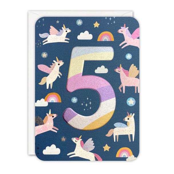 5th Birthday Card - Unicorns