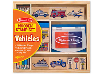 Melissa & Doug - Wooden Stamp Set - Vehicles
