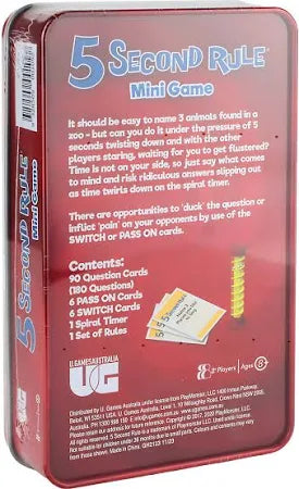 5 Second Rule Mini Game Tin - Toot Toot Toys