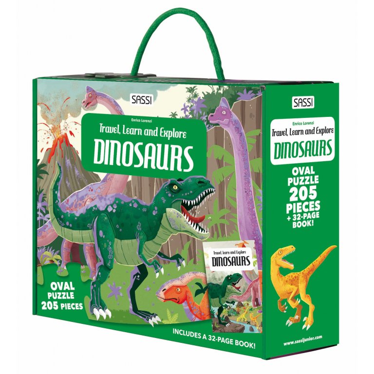 Travel, Learn and Explore - Puzzle and Book Set - Dinosaurs (200 pcs)