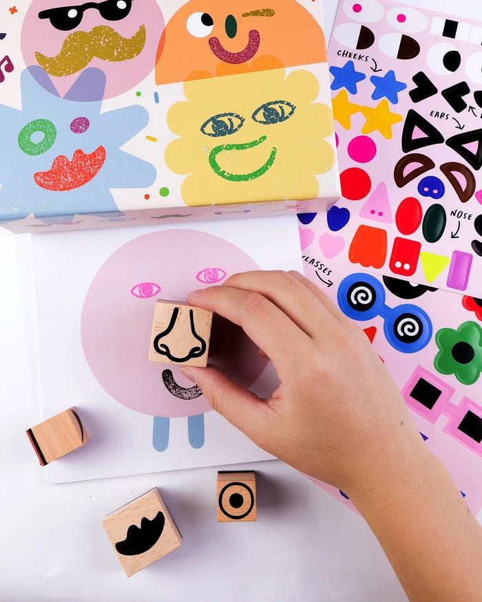 Wooden Stamp Kit - Cool Faces