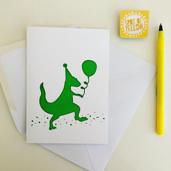 Birthday Card - Dinosaur and Balloon