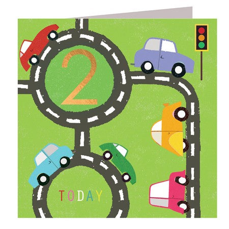2nd Birthday Card - 2 Today Cars