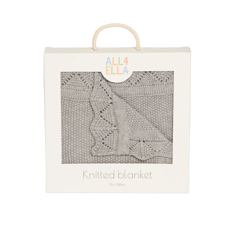 All4Ella - Knitted Blanket - Light Grey