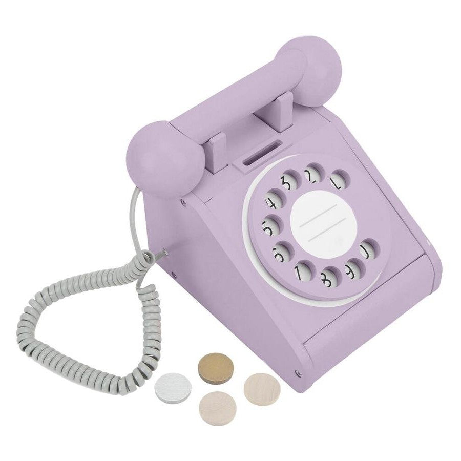 Retro Wooden Coin Telephone - Lavender