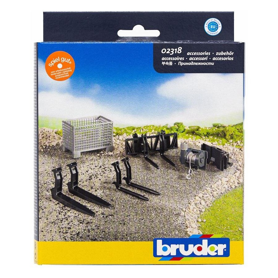 Bruder Accessories : Box-Type Pallet , Winch and Front Loader Forks