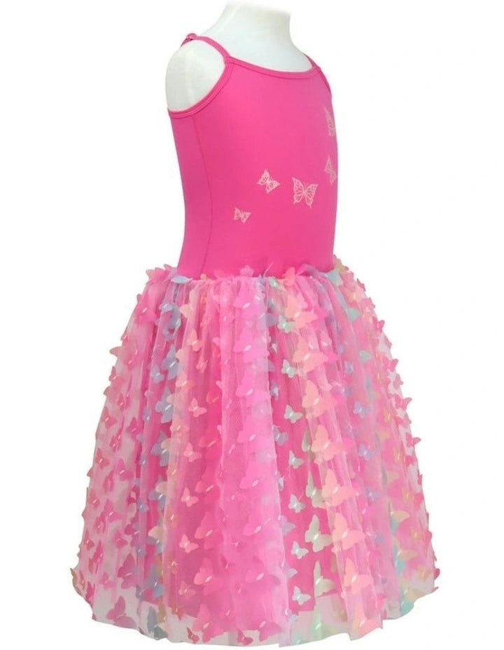 Rainbow Butterfly Dress Hot Pink