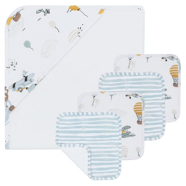 Living Textiles - 5 Piece Bath Gift Set - Up Up & Away