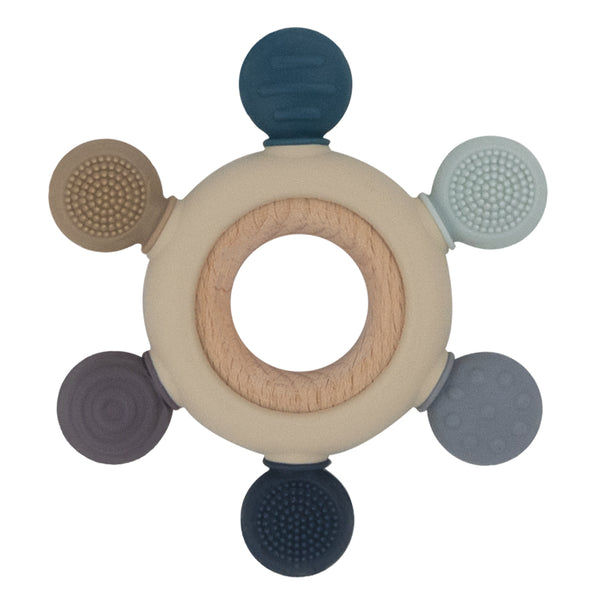 Playground - Silicone Multi-Surface Teething Wheel - Blues