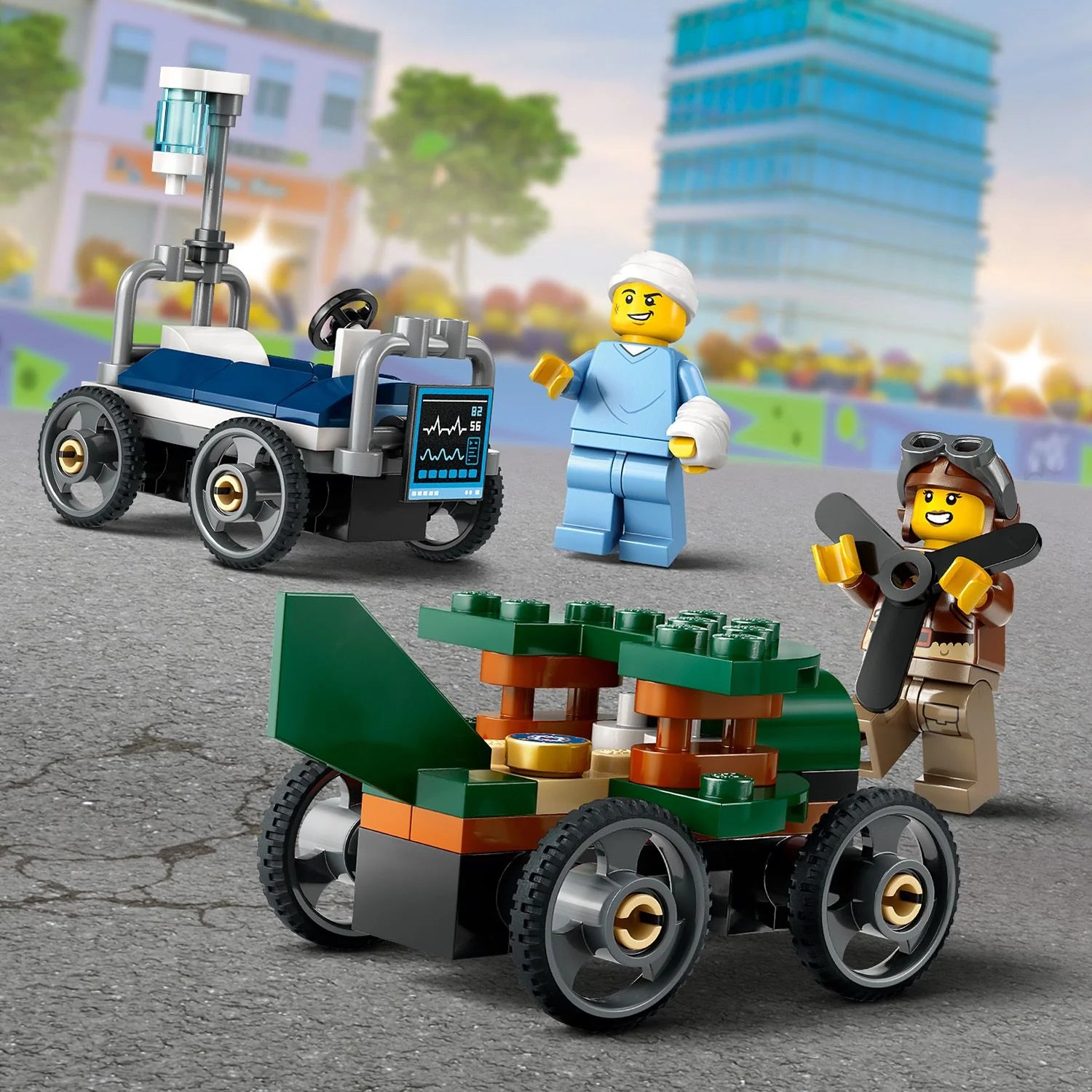City - Airplane vs. Hospital Bed Race Car Pack (60459)