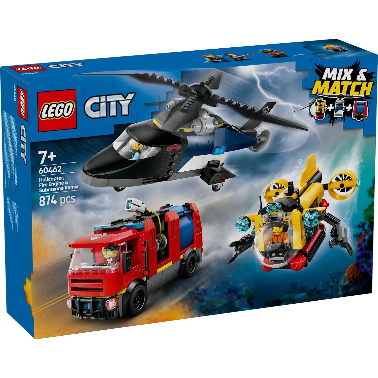 City - Helicopter, Fire Truck & Submarine Remix (60462)