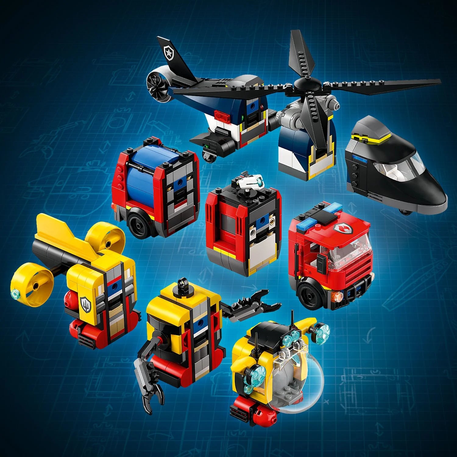 City - Helicopter, Fire Truck & Submarine Remix (60462)