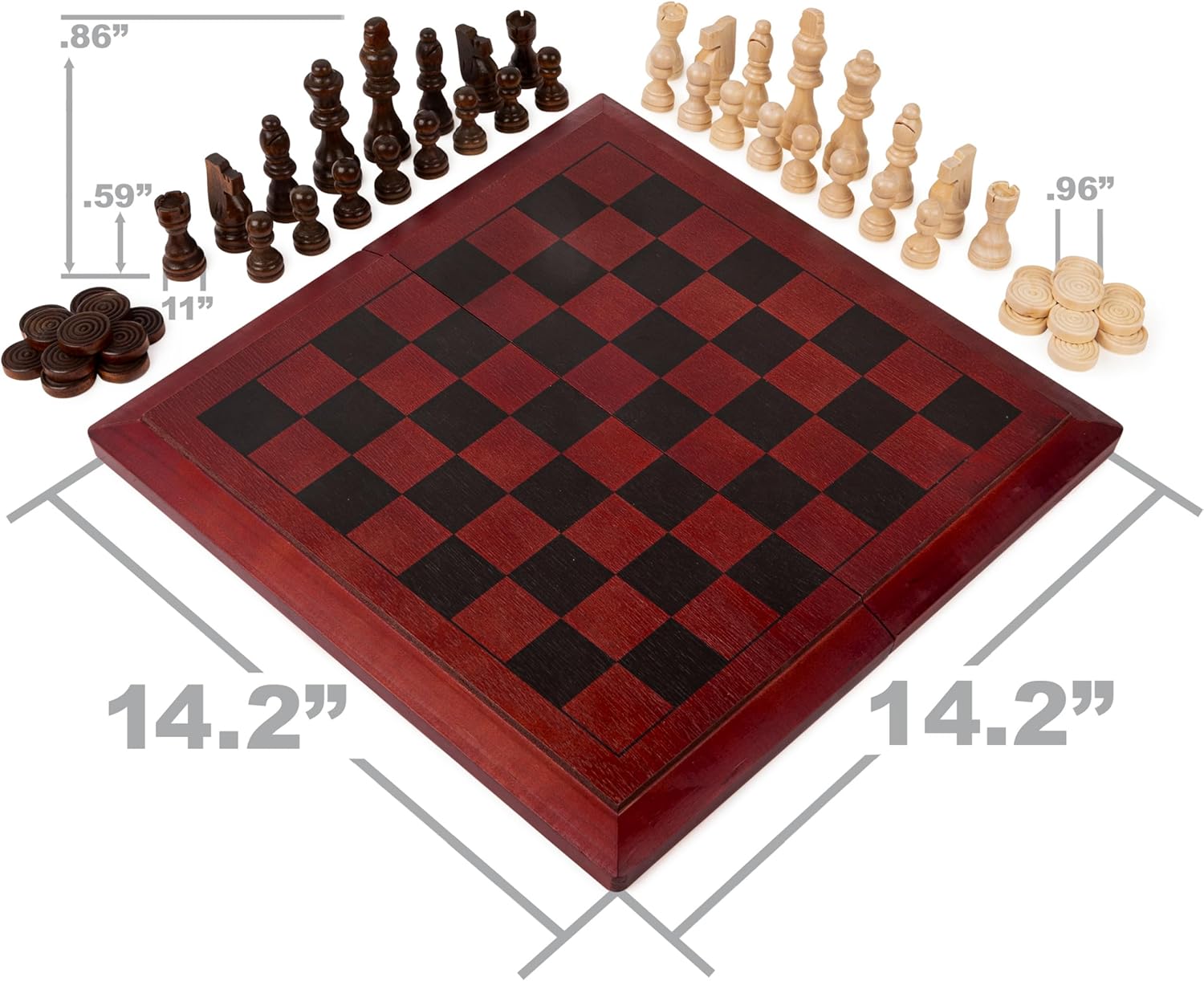 Classic Games Deluxe Wooden Backgammon, Chess & Checkers - Toot Toot Toys
