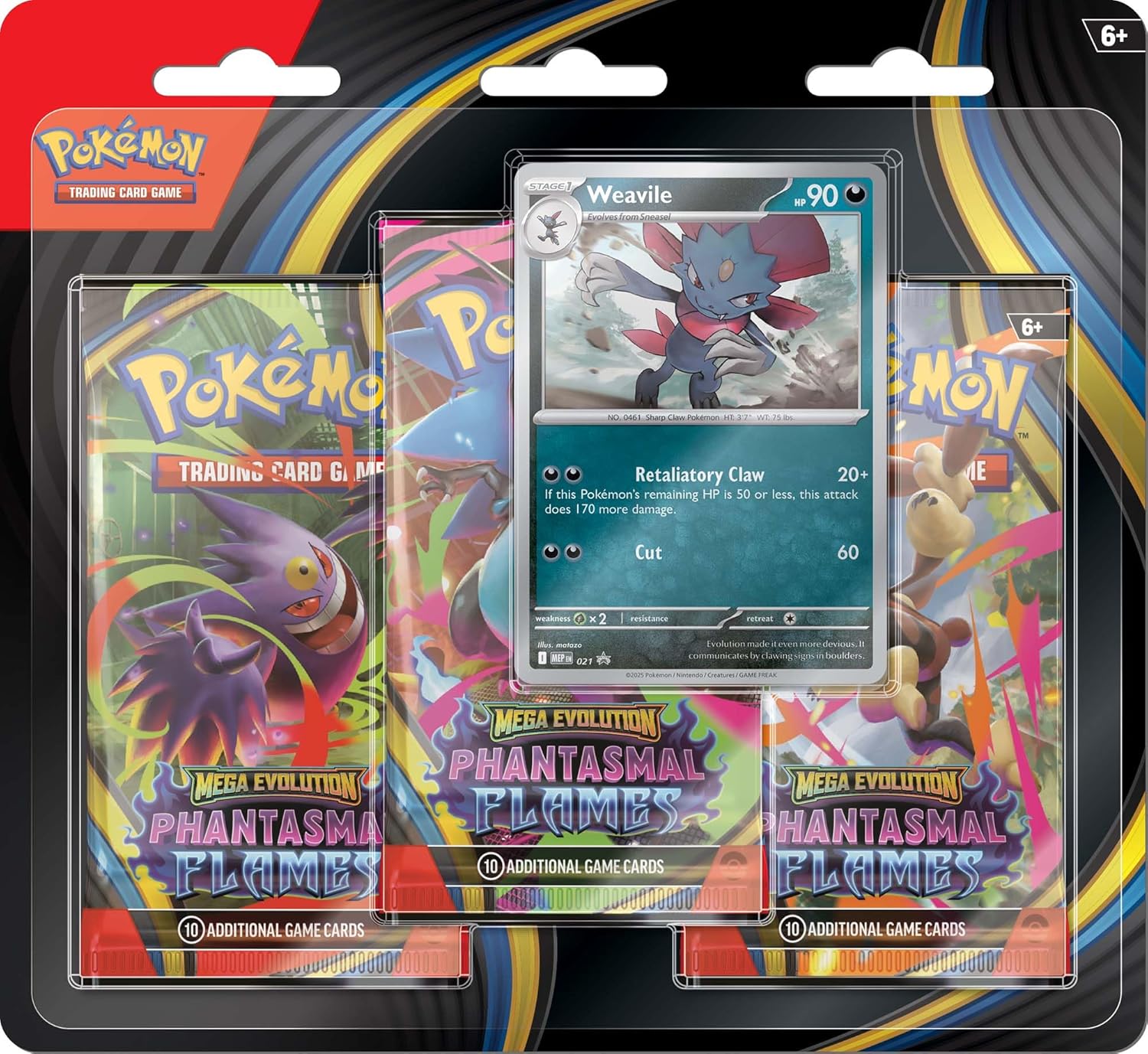 Pokémon TCG: Mega Evolution 2 - Phantasmal Flames Three Booster Blister Pack (*Limit 1 per customer)