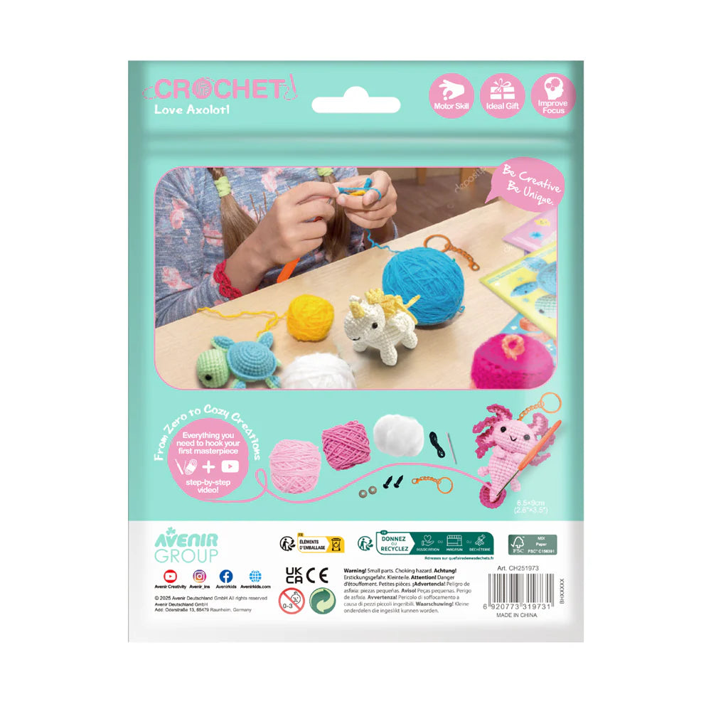 Crochet Keychain - Love Axolotl - Toot Toot Toys