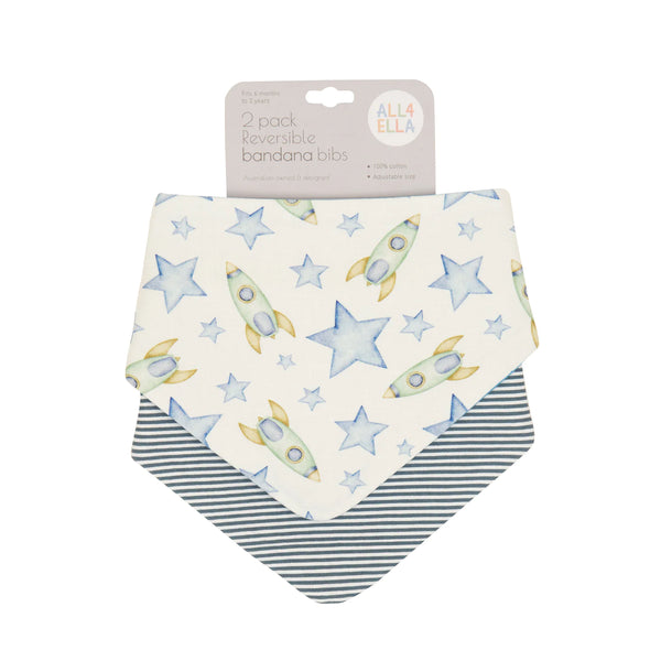 All4Ella - Bandana Bibs Reversible 2pk - Rocket