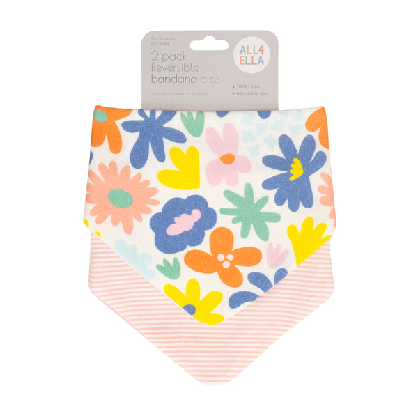 All4Ella - Bandana Bibs Reversible 2pk - Bright Floral