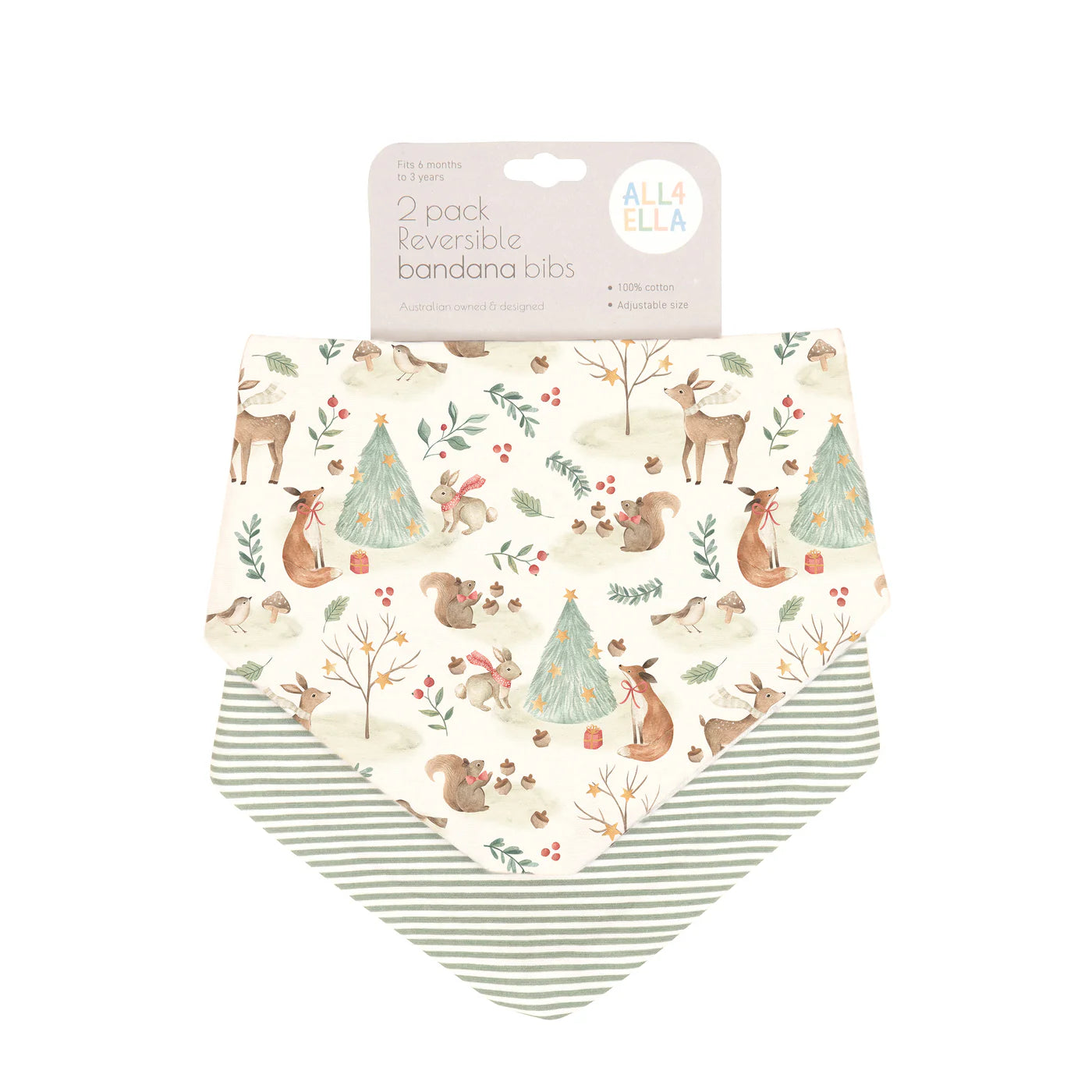 Bandana Bibs Reversible 2pk - Christmas