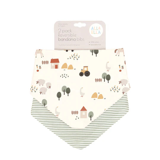 Bandana Bibs Reversible 2pk - Country Farm