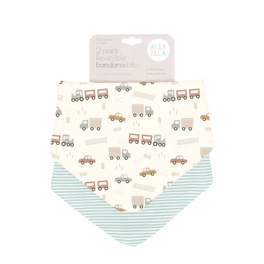 Bandana Bibs Reversible 2pk - Blue Trucks
