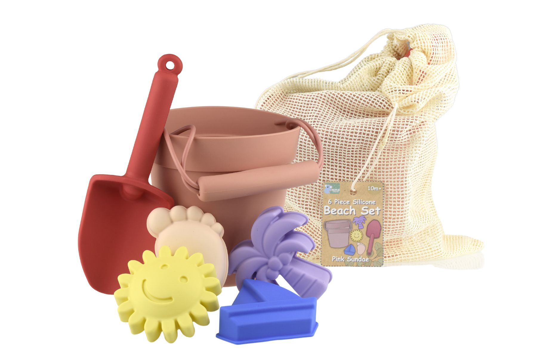6 Pce Silicone Beach Set - Pink Sundae