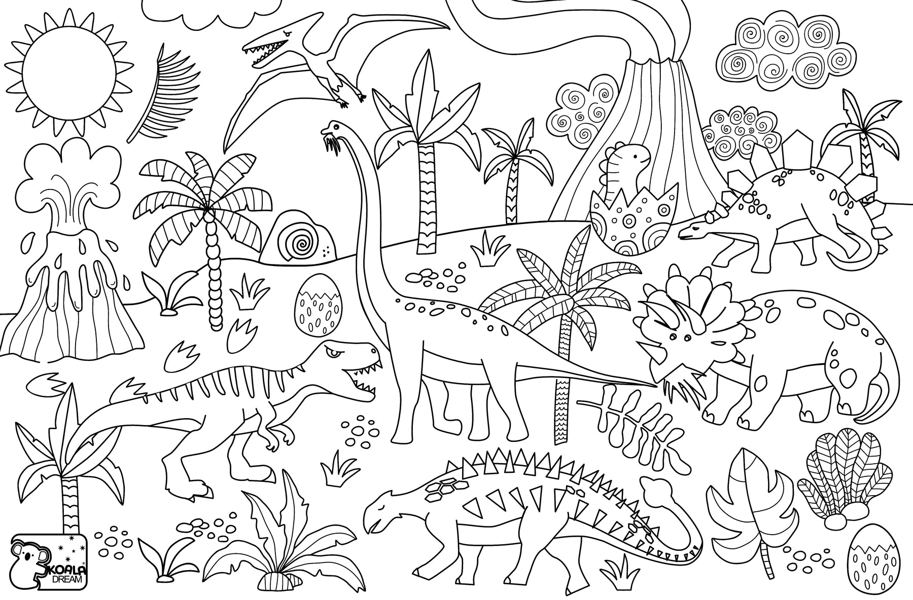 Reusable Silicone Drawing Mat - Dinosaurs