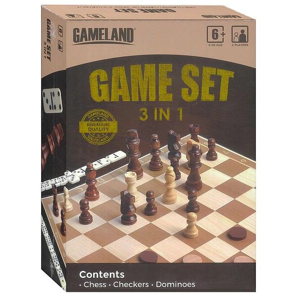 3 IN 1 GAME SET (CHESS/CHECKERS/DOMINO)