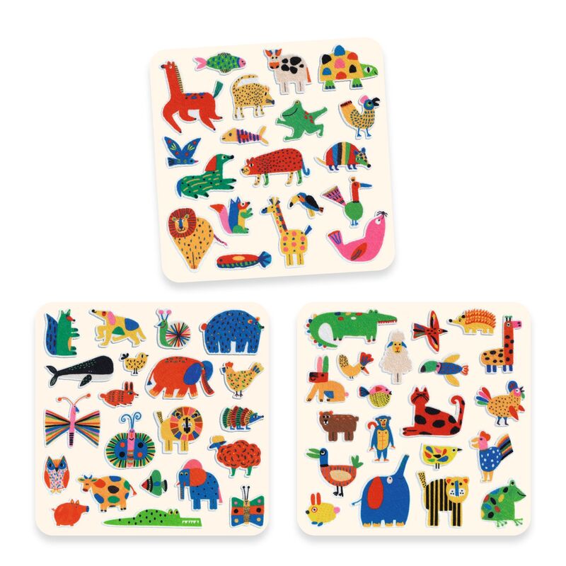 60 Felt Stickers - Animals Everywhere