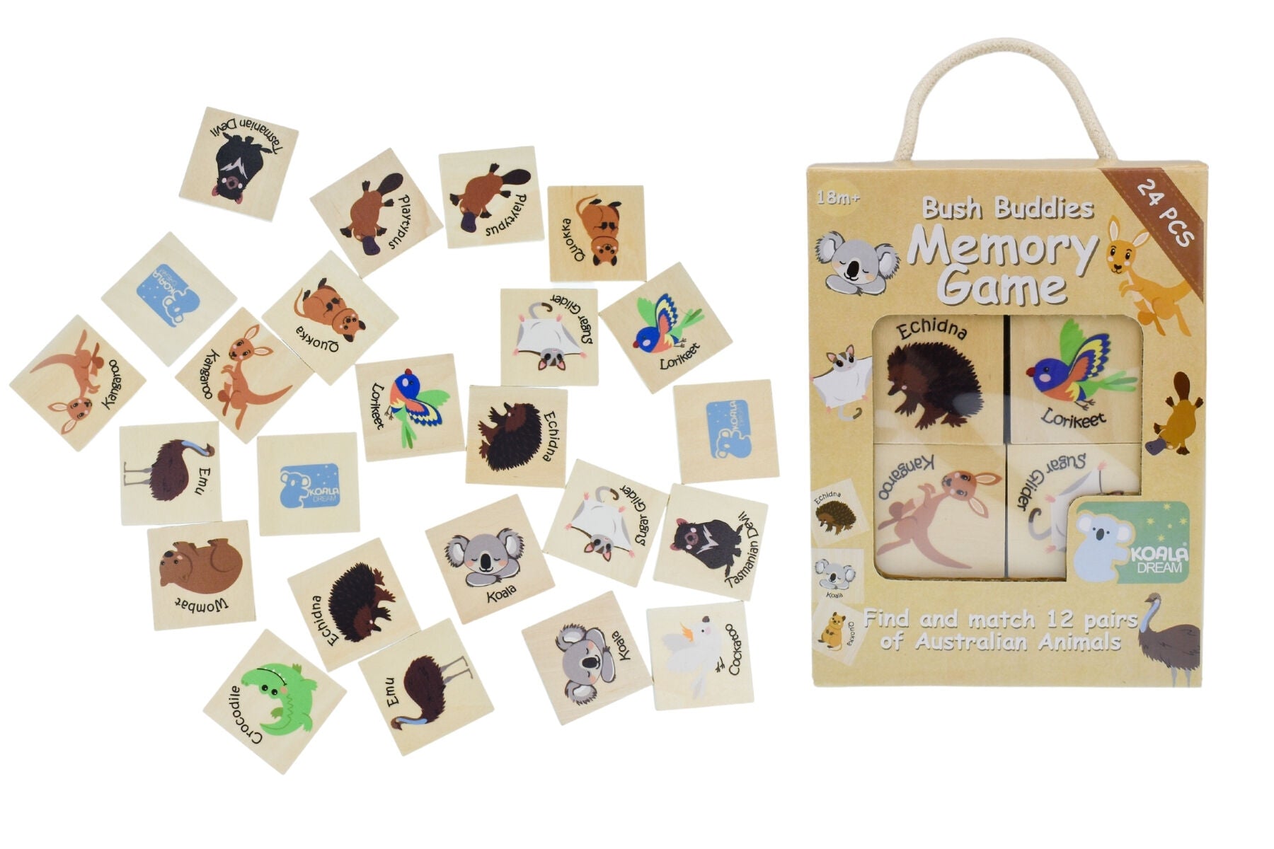 Bush Buddies Wooden Memory Game - Australian Animal