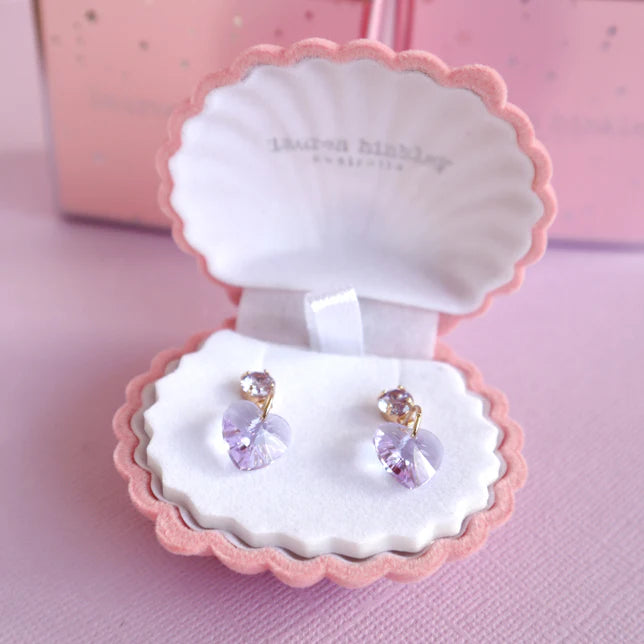 Lavender Jewel Heart Earrings