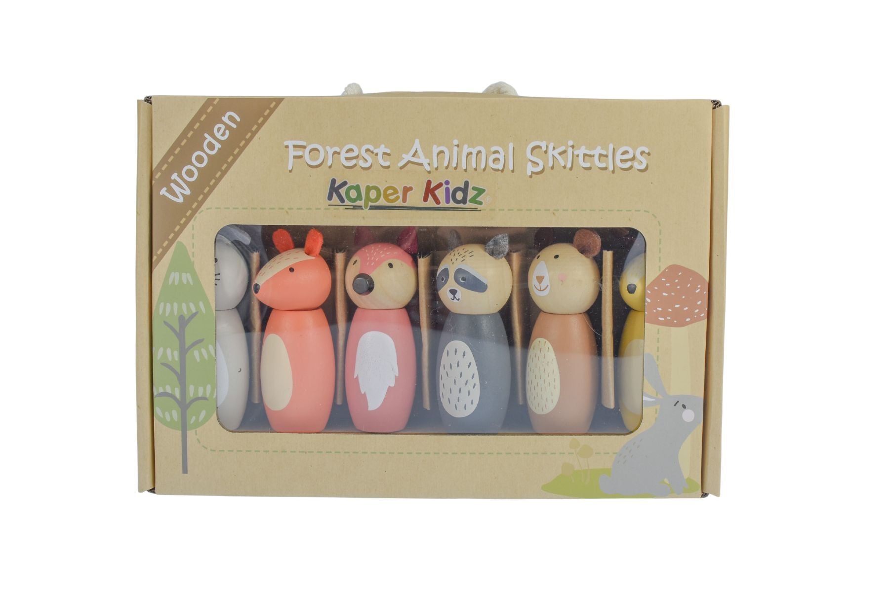 Wooden Animal Skittles Bowling Set