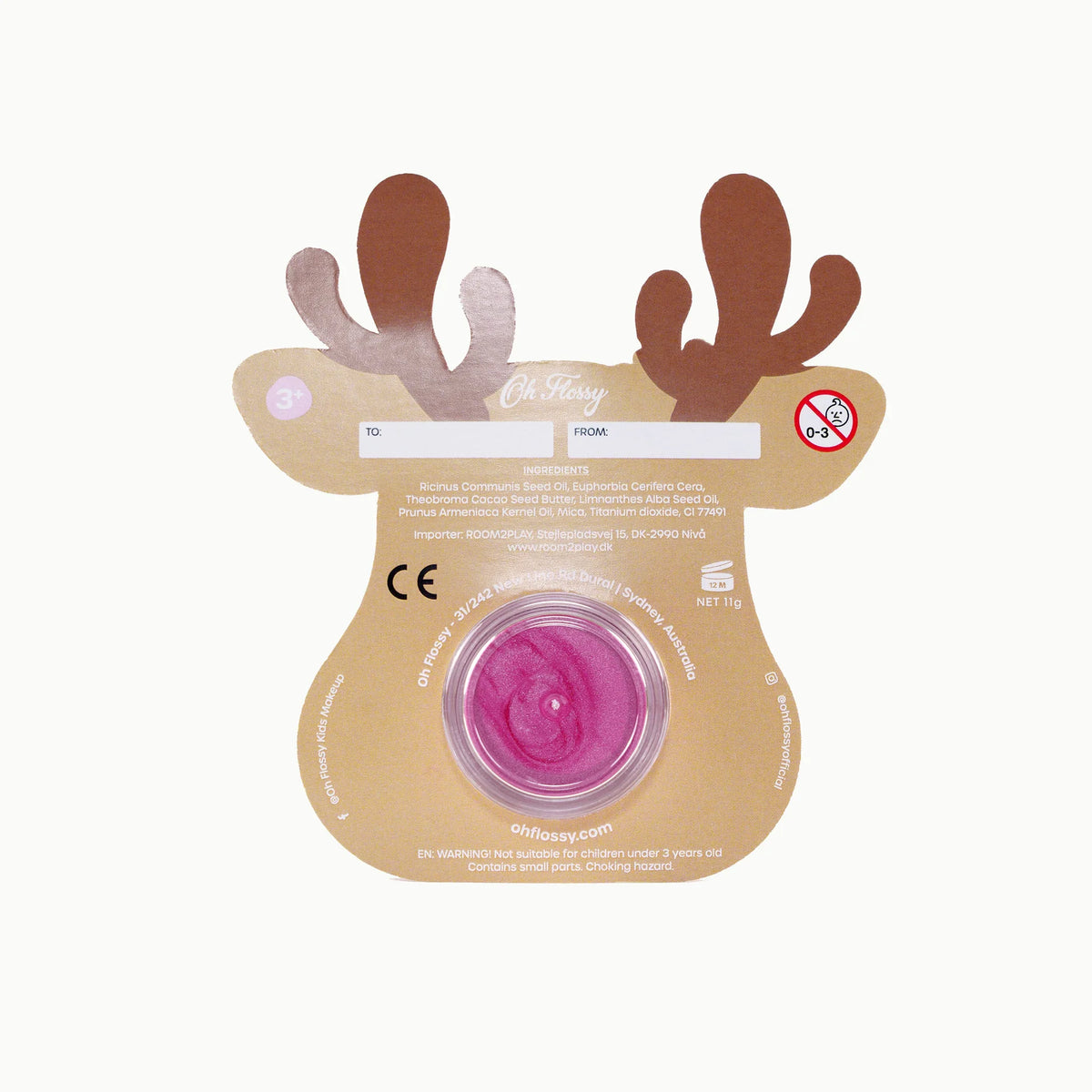 Lipstick Stocking Stuffer - Rudolf Pink Ears with Flowers - Toot Toot Toys
