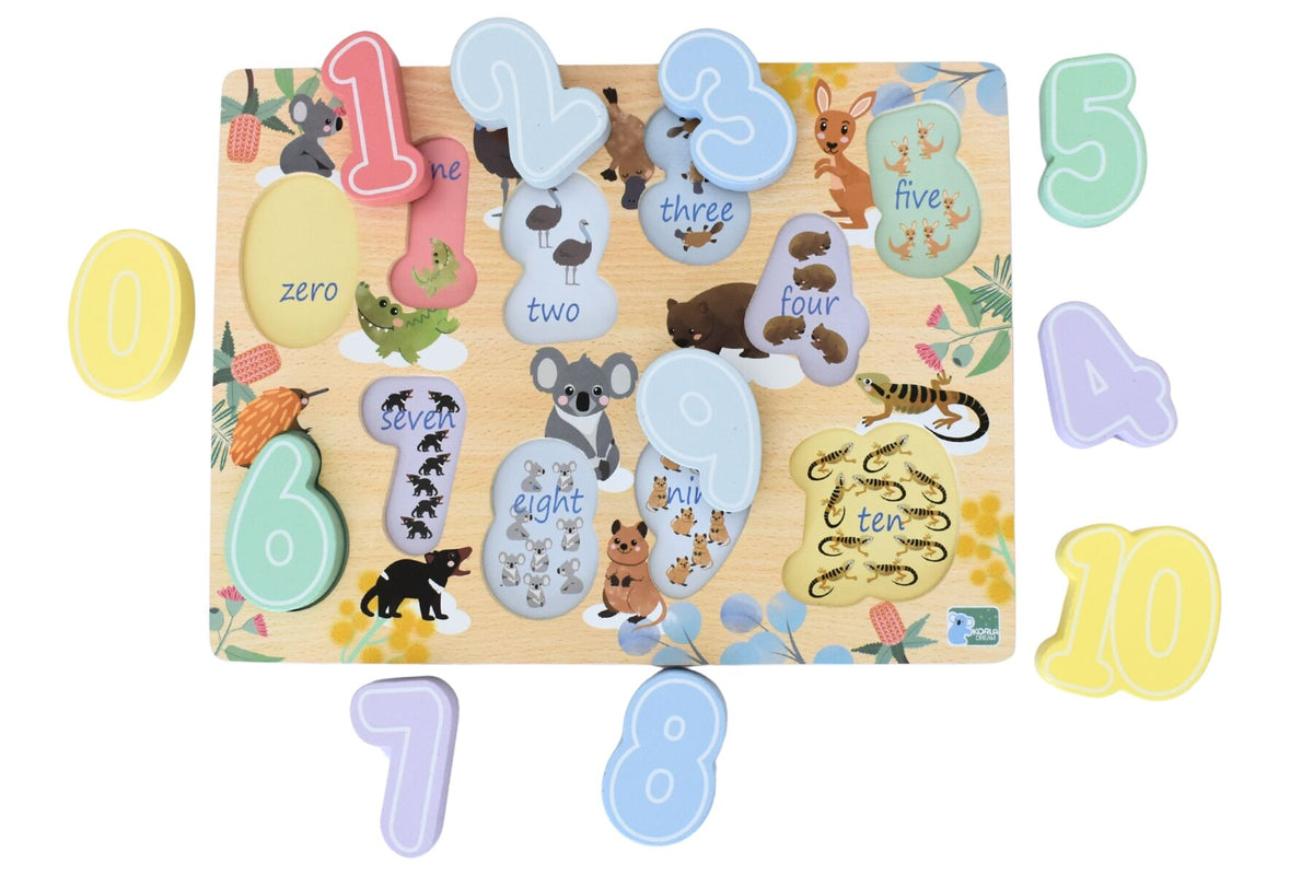 Wooden Chunky Number Puzzle - Bush Buddies