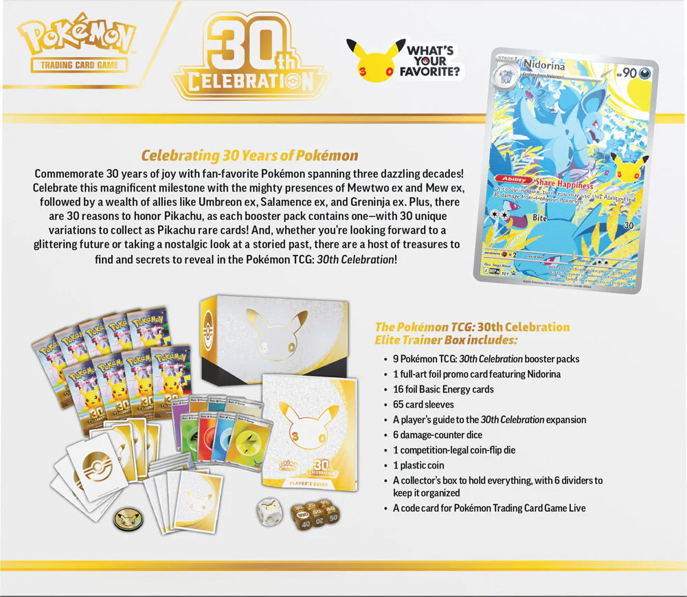 Pokémon TCG: 30th Celebration Elite Trainer Box (*Max 1 per customer)