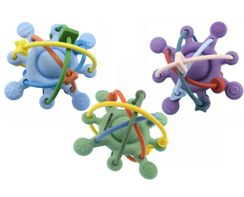 Silicone Sensory Space Rattle Teether - Green