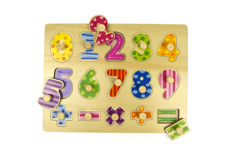 Tooky Toy - Wooden Numbers Maths Peg Puzzle